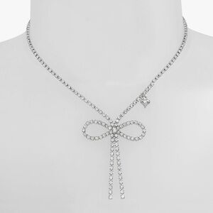 Betsey Johnson Rhinestone Bow Pendant Necklace